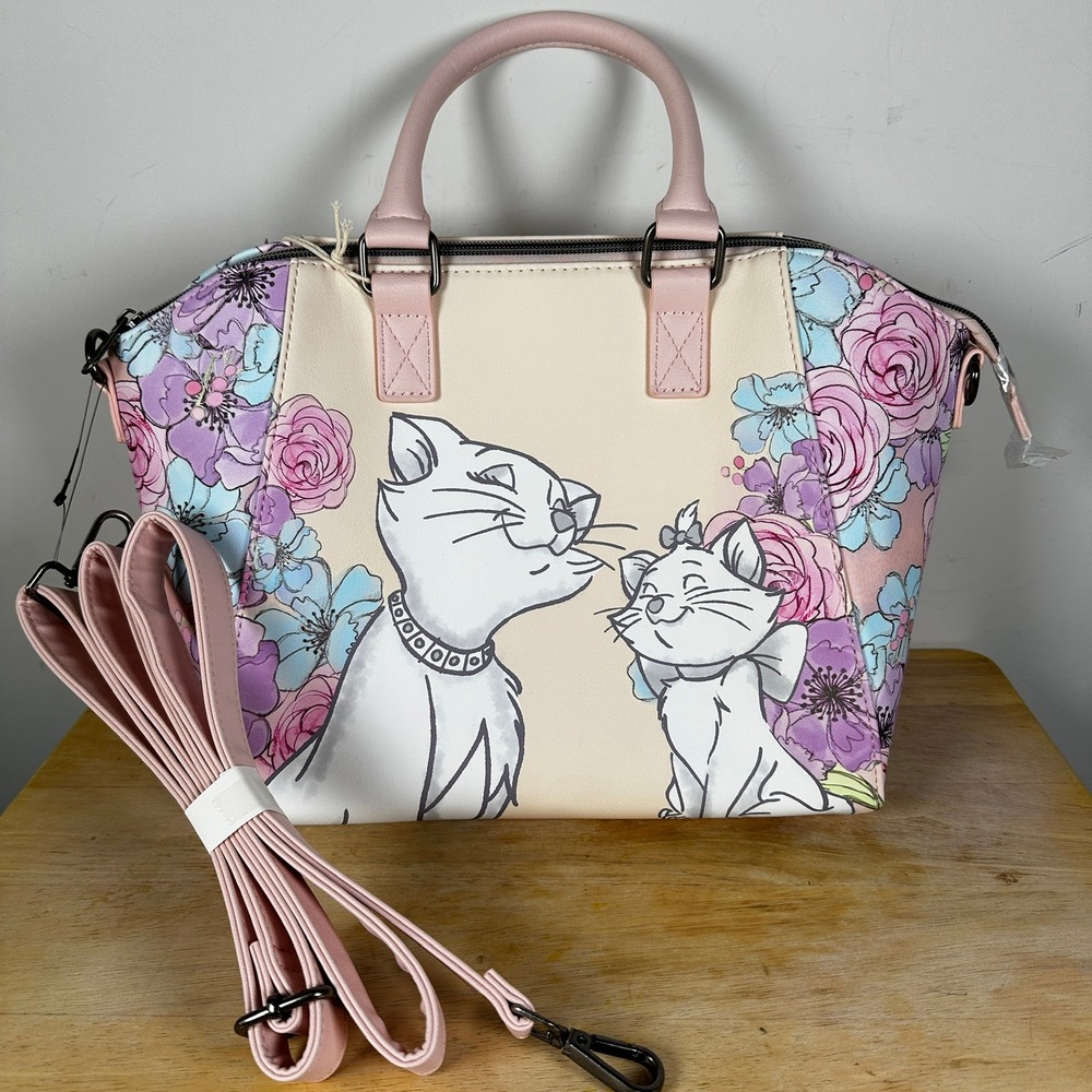 Loungefly Disney Aristocats Marie and Duchess Satchel Pink Floral Crossbody NWT